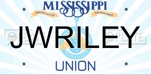 JWRILEY Mississippi License Plate