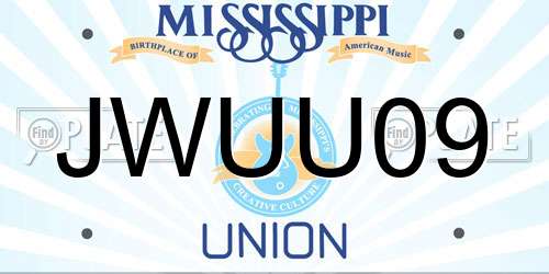 JWUU09 Mississippi License Plate