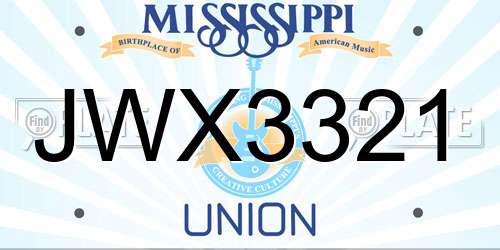 JWX3321 Mississippi License Plate