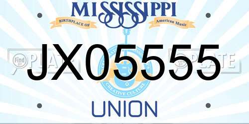 JX05555 Mississippi License Plate