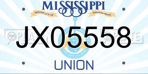 JX05558 Mississippi License Plate