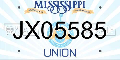JX05585 Mississippi License Plate