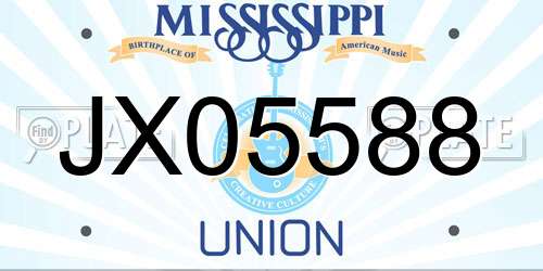 JX05588 Mississippi License Plate