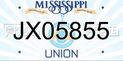 JX05855 Mississippi License Plate