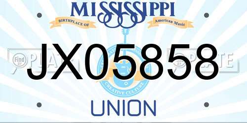 JX05858 Mississippi License Plate