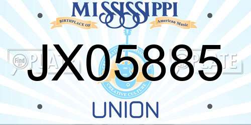 JX05885 Mississippi License Plate