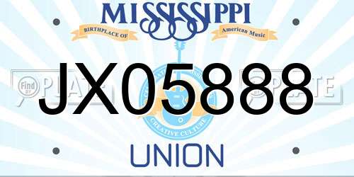 JX05888 Mississippi License Plate