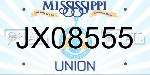JX08555 Mississippi License Plate