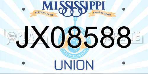 JX08588 Mississippi License Plate