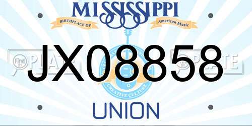 JX08858 Mississippi License Plate