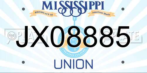 JX08885 Mississippi License Plate