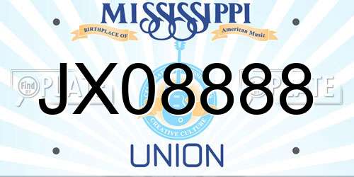 JX08888 Mississippi License Plate