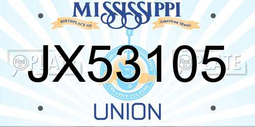 JX53105 Mississippi License Plate