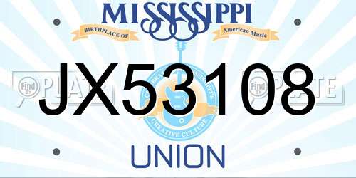 JX53108 Mississippi License Plate