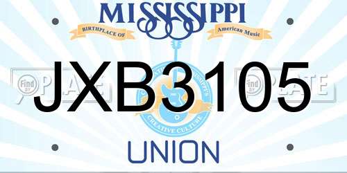 JXB3105 Mississippi License Plate