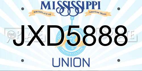 JXD5888 Mississippi License Plate