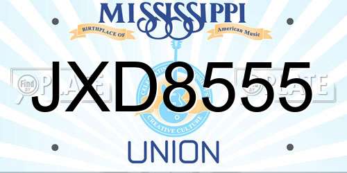 JXD8555 Mississippi License Plate