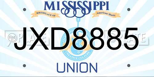 JXD8885 Mississippi License Plate