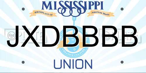 JXDBBBB Mississippi License Plate