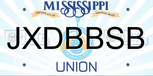 JXDBBSB Mississippi License Plate