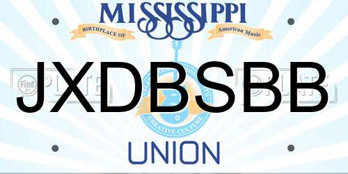 JXDBSBB Mississippi License Plate