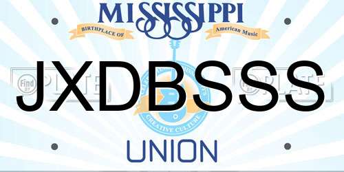JXDBSSS Mississippi License Plate