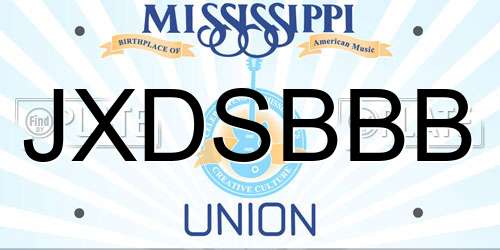 JXDSBBB Mississippi License Plate
