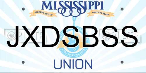 JXDSBSS Mississippi License Plate