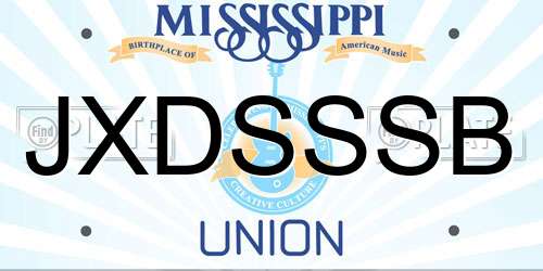 JXDSSSB Mississippi License Plate