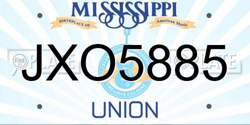 JXO5885 Mississippi License Plate