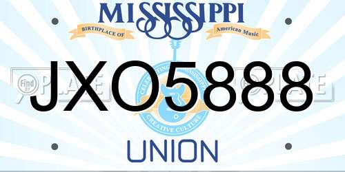 JXO5888 Mississippi License Plate