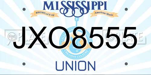 JXO8555 Mississippi License Plate