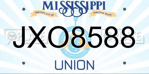 JXO8588 Mississippi License Plate