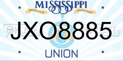 JXO8885 Mississippi License Plate