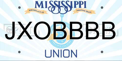 JXOBBBB Mississippi License Plate