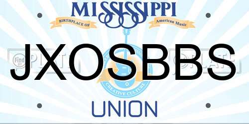 JXOSBBS Mississippi License Plate