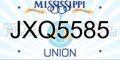 JXQ5585 Mississippi License Plate