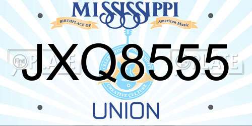 JXQ8555 Mississippi License Plate