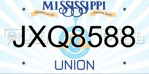 JXQ8588 Mississippi License Plate