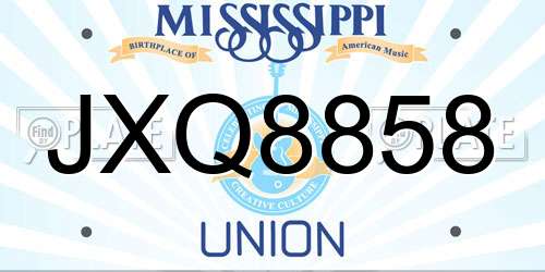 JXQ8858 Mississippi License Plate
