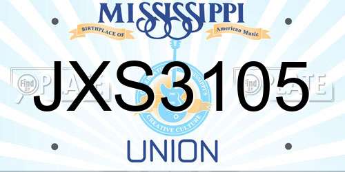JXS3105 Mississippi License Plate