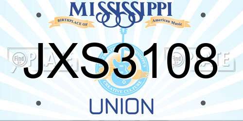 JXS3108 Mississippi License Plate