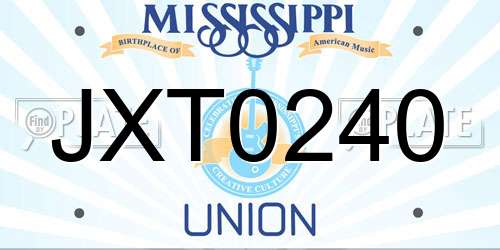 JXT0240 Mississippi License Plate