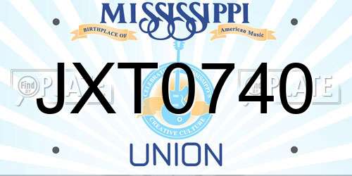 JXT0740 Mississippi License Plate