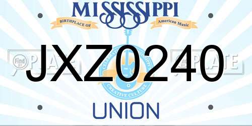 JXZ0240 Mississippi License Plate