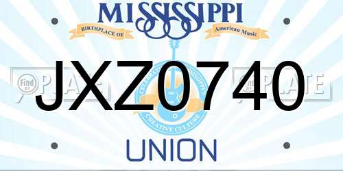 JXZ0740 Mississippi License Plate