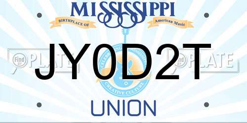 JY0D2T Mississippi License Plate