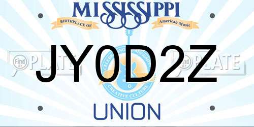 JY0D2Z Mississippi License Plate