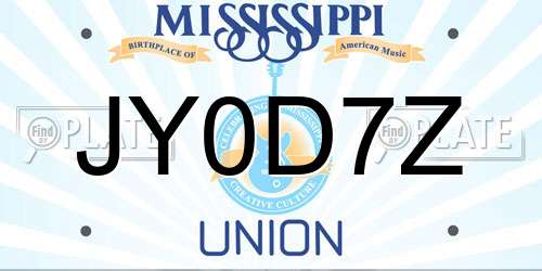 JY0D7Z Mississippi License Plate