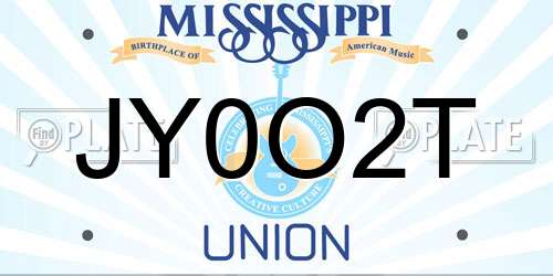 JY0O2T Mississippi License Plate